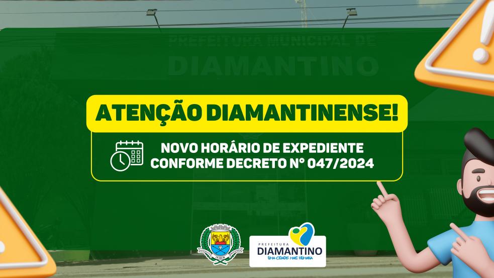 Ajuste seu relógio! A Prefeitura de Diamantino tem novos horários de atendimento a partir de 17 de abril de 2024
